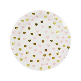 Gold & Pink Sweetheart  - paper plates 